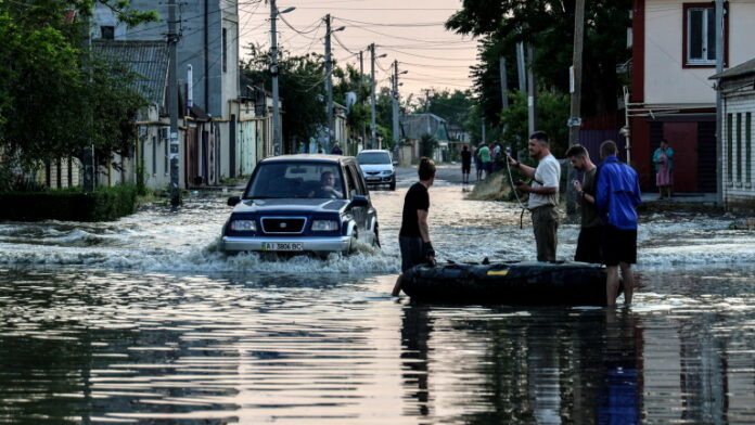 Parts of Kherson are flooded after the Nova Kakhovka dam destruction