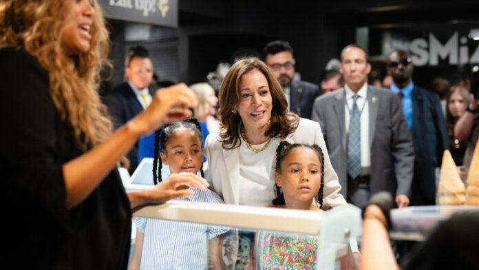 US Vice President Harris visits Tyra Banks' Ice Cream Shop in Washington, DC