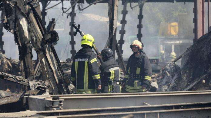 Debris and destruction in Odesa following a Russian combined shelling across Ukraine