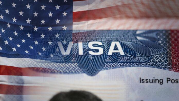 Close up detail of American VISA