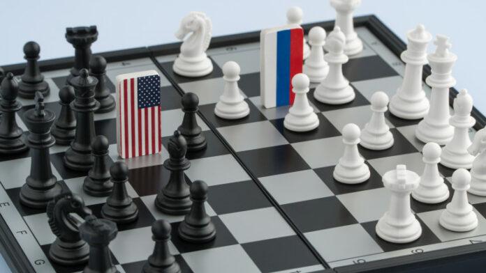 chessboard with flags of countries